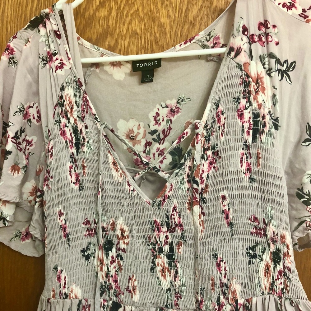 Lilac Floral Plus Size Short Dress